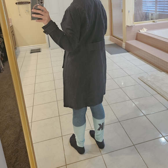 OBT Womens Large Black Old Navy Trench Coat - Picture 7 of 13